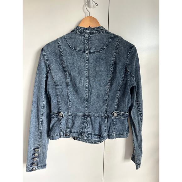 Y2K Military Jean Jacket Size MediumStructured Denim Utility Style - Picture 4 of 10